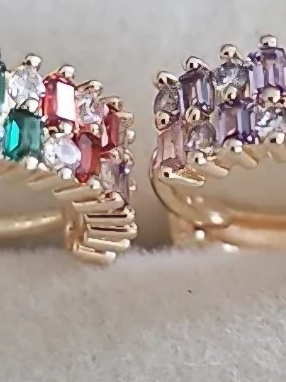 Multicolor Gemstone Hoop Earrings - Gold Tone